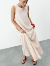 Бежева лляна сукня міді з поясом Linen Grace Dress 450 Бежева лляна сукня міді з поясом Linen Grace Dress 450