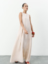 Бежева лляна сукня міді з поясом Linen Grace Dress 450 Бежева лляна сукня міді з поясом Linen Grace Dress 450