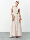 Бежева лляна сукня міді з поясом Linen Grace Dress 450 Бежева лляна сукня міді з поясом Linen Grace Dress 450