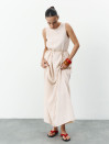 Бежева лляна сукня міді з поясом Linen Grace Dress 450 Бежева лляна сукня міді з поясом Linen Grace Dress 450