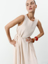 Бежева лляна сукня міді з поясом Linen Grace Dress 450 Бежева лляна сукня міді з поясом Linen Grace Dress 450