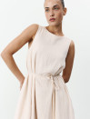 Бежева лляна сукня міді з поясом Linen Grace Dress 450 Бежева лляна сукня міді з поясом Linen Grace Dress 450