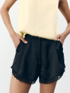 Чорні жіночі сатинові шорти з гіпюром Satin Lace Shorts 452 Чорні жіночі сатинові шорти з гіпюром Satin Lace Shorts 452
