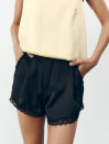 Чорні жіночі сатинові шорти з гіпюром Satin Lace Shorts 452 Чорні жіночі сатинові шорти з гіпюром Satin Lace Shorts 452