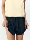Чорні жіночі сатинові шорти з гіпюром Satin Lace Shorts 452 Чорні жіночі сатинові шорти з гіпюром Satin Lace Shorts 452