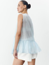 Блакитний жіночий топ з баскою із тенселу Tencel Air Top 433