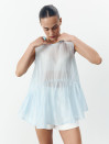Блакитний жіночий топ з баскою із тенселу Tencel Air Top 433
