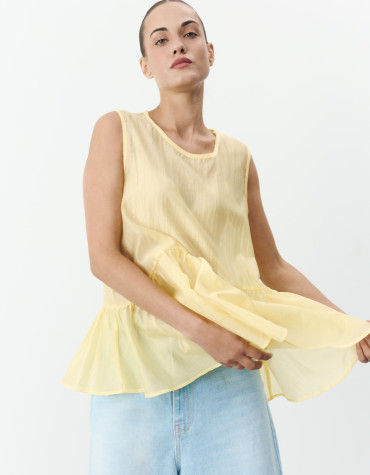 Желтый женский топ с баской из тенсела Tencel Air Top 433