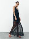 Чорна лляна сукня з прозорою сіткою Linen Veil Dress 449 Чорна лляна сукня з прозорою сіткою Linen Veil Dress 449