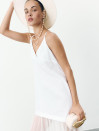 Белое льняное платье макси с прозрачной сеткой Cloud Veil Dress 449 Белое льняное платье макси с прозрачной сеткой Cloud Veil Dress 449