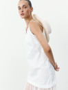 Белое льняное платье макси с прозрачной сеткой Cloud Veil Dress 449 Белое льняное платье макси с прозрачной сеткой Cloud Veil Dress 449