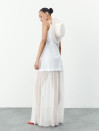 Белое льняное платье макси с прозрачной сеткой Cloud Veil Dress 449 Белое льняное платье макси с прозрачной сеткой Cloud Veil Dress 449