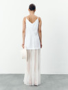 Белое льняное платье макси с прозрачной сеткой Cloud Veil Dress 449 Белое льняное платье макси с прозрачной сеткой Cloud Veil Dress 449