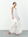 Белое льняное платье макси с прозрачной сеткой Cloud Veil Dress 449 Белое льняное платье макси с прозрачной сеткой Cloud Veil Dress 449
