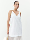 Белое льняное платье макси с прозрачной сеткой Cloud Veil Dress 449 Белое льняное платье макси с прозрачной сеткой Cloud Veil Dress 449