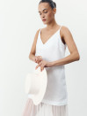 Белое льняное платье макси с прозрачной сеткой Cloud Veil Dress 449 Белое льняное платье макси с прозрачной сеткой Cloud Veil Dress 449