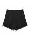 Черные женские сатиновые шорты с гипюром Satin Lace Shorts 452