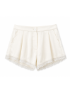 Жіночі сатинові шорти з гіпюром Satin Lace Shorts 452 в молочному кольорі Жіночі сатинові шорти з гіпюром Satin Lace Shorts 452 в молочному кольорі