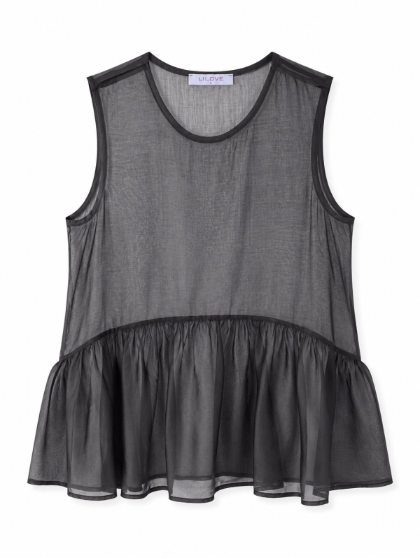 Женский черный топ с баской из тенсела Tencel Air Top 433 Женский черный топ с баской из тенсела Tencel Air Top 433