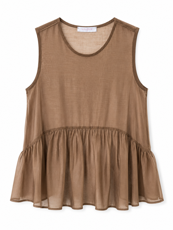 Женский топ с баской из тенсела Tencel Air Top 433 в карамельном цвете