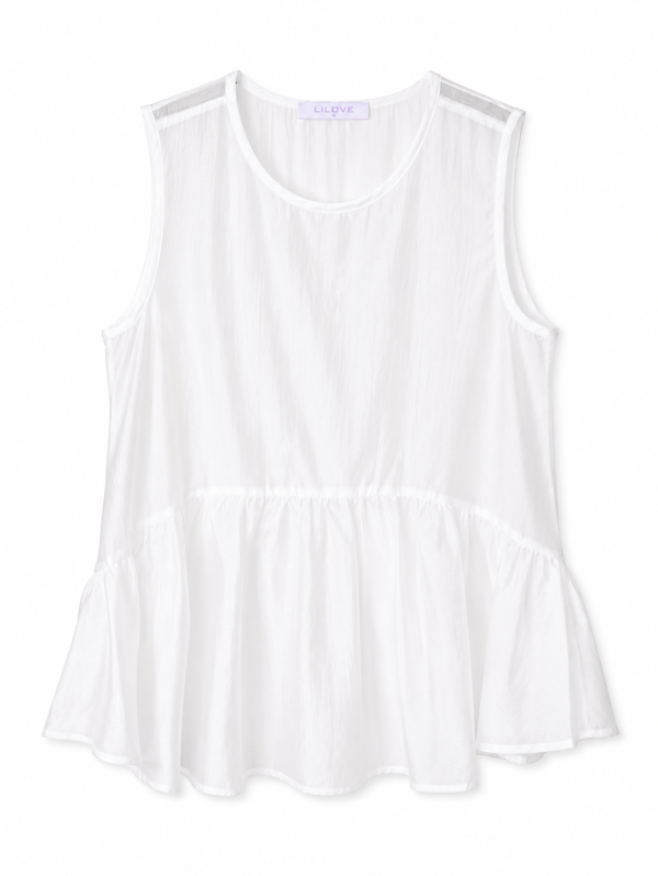 Белый женский топ с баской из тенсела Tencel Air Top 433