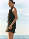 Черное сатиновое платье мини с открытой спиной Liora Dress 437