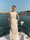 Бежевое льняное платье меди с поясом Linen Grace Dress 450