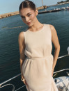 Бежевое льняное платье меди с поясом Linen Grace Dress 450