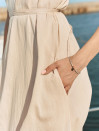 Бежевое льняное платье меди с поясом Linen Grace Dress 450