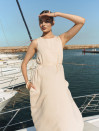 Бежевое льняное платье меди с поясом Linen Grace Dress 450