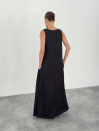 Черное льняное платье макси свободного кроя Linen Flow Dress 450