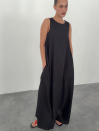 Черное льняное платье макси свободного кроя Linen Flow Dress 450