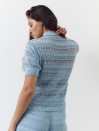 Голубая женская футболка поло из вязаного трикотажа 445 Santorini Knit Polo