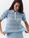 Голубая женская футболка поло из вязаного трикотажа 445 Santorini Knit Polo