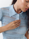 Голубая женская футболка поло из вязаного трикотажа 445 Santorini Knit Polo