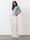 Голубая женская футболка поло из вязаного трикотажа 445 Santorini Knit Polo