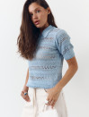 Голубая женская футболка поло из вязаного трикотажа 445 Santorini Knit Polo