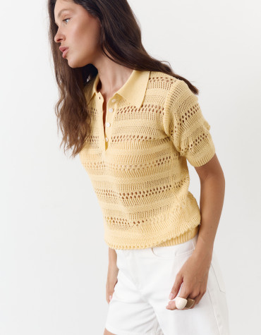 Женская желтая футболка поло из вязаного трикотажа 445 Santorini Knit Polo