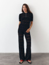 Чорні штани з вʼязаного трикотажу з шортами Santorini Knit Pants 446