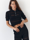 Черная женская футболка поло из вязаного трикотажа 445 Santorini Knit Polo