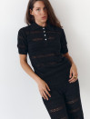 Черная женская футболка поло из вязаного трикотажа 445 Santorini Knit Polo