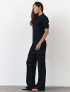 Чорні штани з вʼязаного трикотажу з шортами Santorini Knit Pants 446