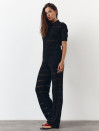 Чорні штани з вʼязаного трикотажу з шортами Santorini Knit Pants 446