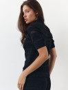 Черная женская футболка поло из вязаного трикотажа 445 Santorini Knit Polo