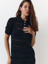 Черная женская футболка поло из вязаного трикотажа 445 Santorini Knit Polo