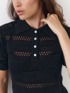 Черная женская футболка поло из вязаного трикотажа 445 Santorini Knit Polo
