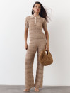 Бежеві штани з вʼязаного трикотажу з шортами Santorini Knit Pants 446