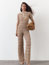 Бежеві штани з вʼязаного трикотажу з шортами Santorini Knit Pants 446