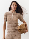 Женская бежевая футболка поло из вязаного трикотажа 445 Santorini Knit Polo