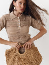Женская бежевая футболка поло из вязаного трикотажа 445 Santorini Knit Polo